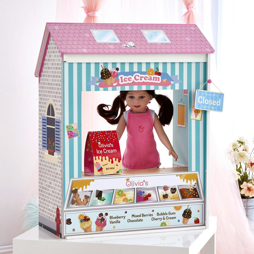 Olivia’s Little World Convertible 4-in-1 Wooden Dollhouse Play Set for 18" Dolls