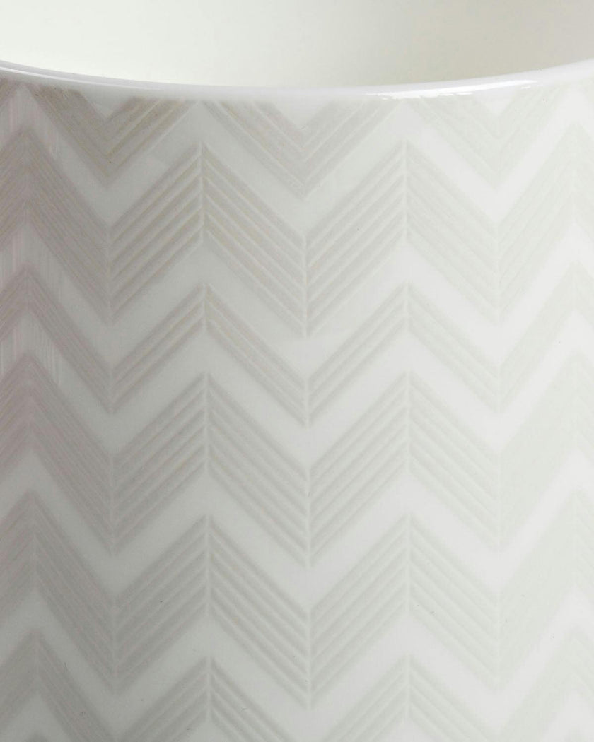 Tea Cup & Saucer ZIG ZAG Set of 2 in Luxury Box White diam. 3.3", H 2.3", cap. 7.5 oz, Saucer diam. 6"