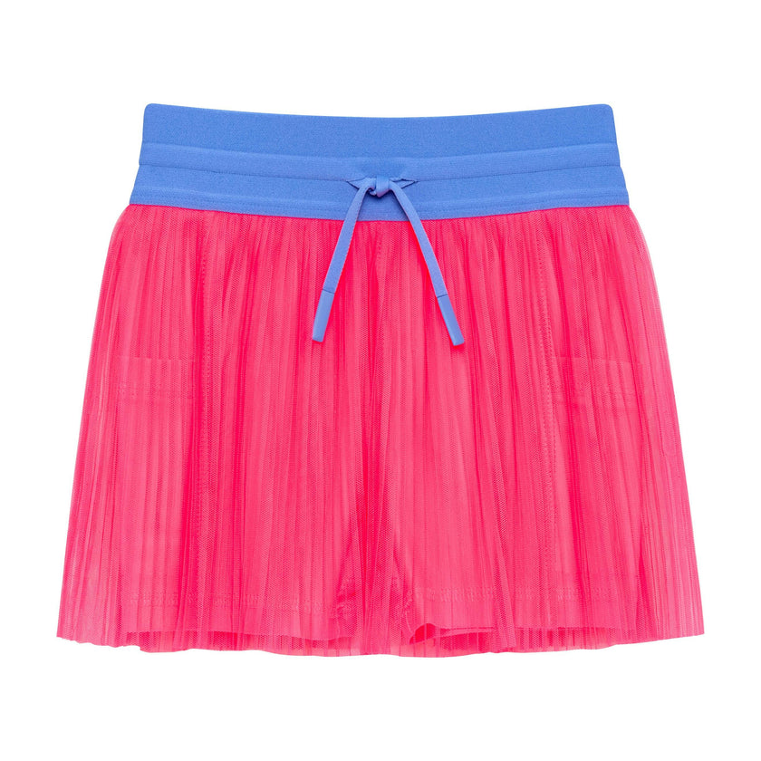 neon pink pleated skort