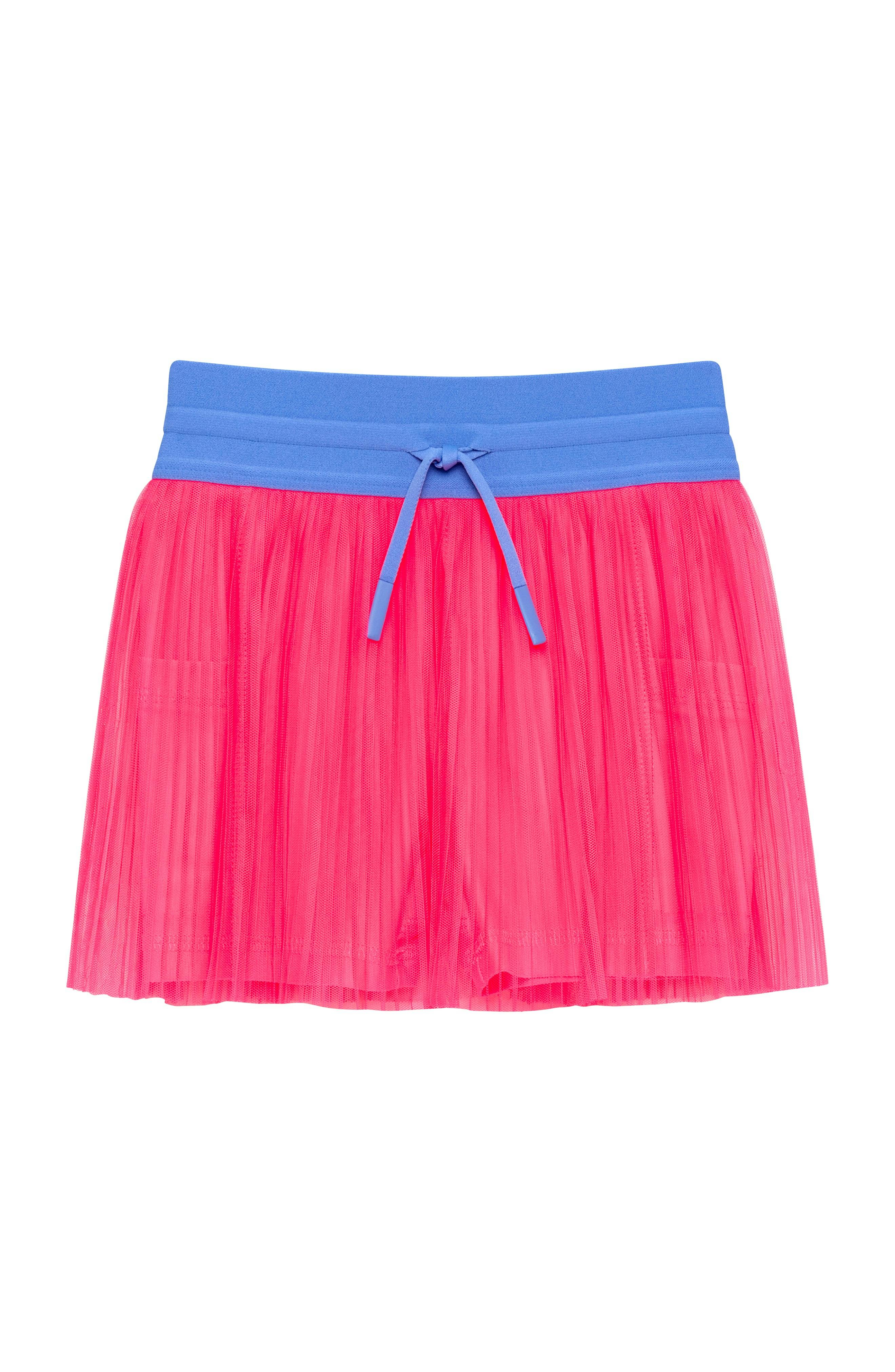 neon pink pleated skort