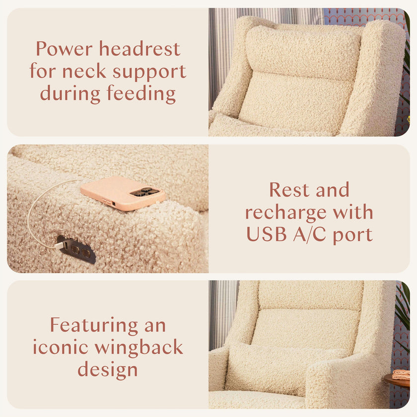 Babyletto Kiwi Plus Power Recliner and Swivel Glider with Power Adjustable Headrest and USB Port