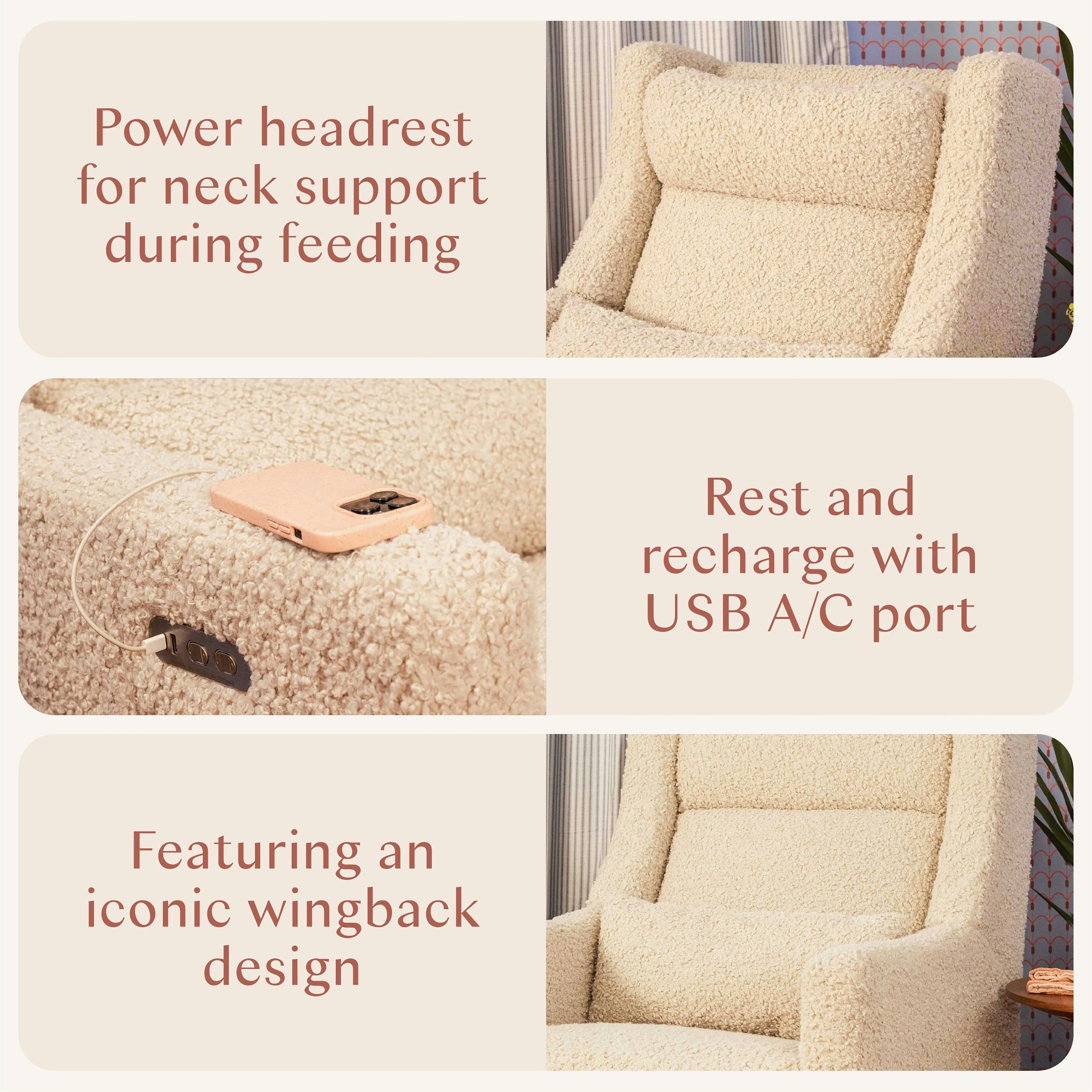 Babyletto Kiwi Plus Power Recliner and Swivel Glider with Power Adjustable Headrest and USB Port