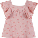 Infant Girls Knit Seersucker Top & Pant Set | Pink Bow Print