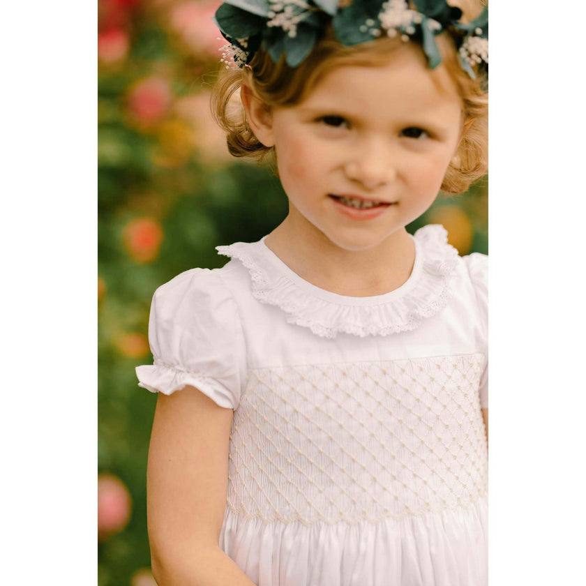 Antoinette Ceremony White Smocked Girl Dress
