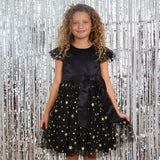 Stella Satin & Gold Star Girls Party Dress