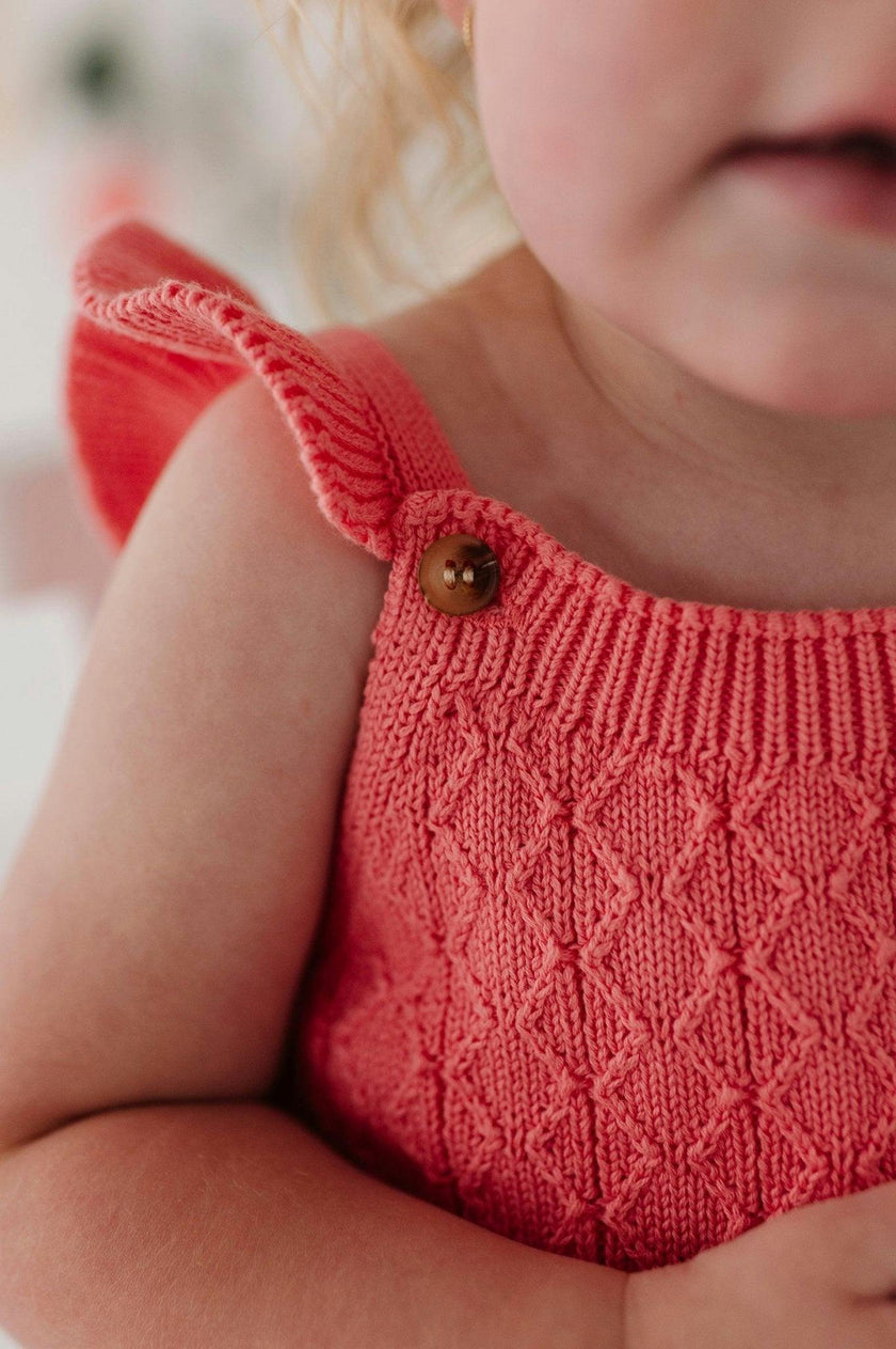 Baby Girl Knit Sweater Bodysuit in Strawberry Ice