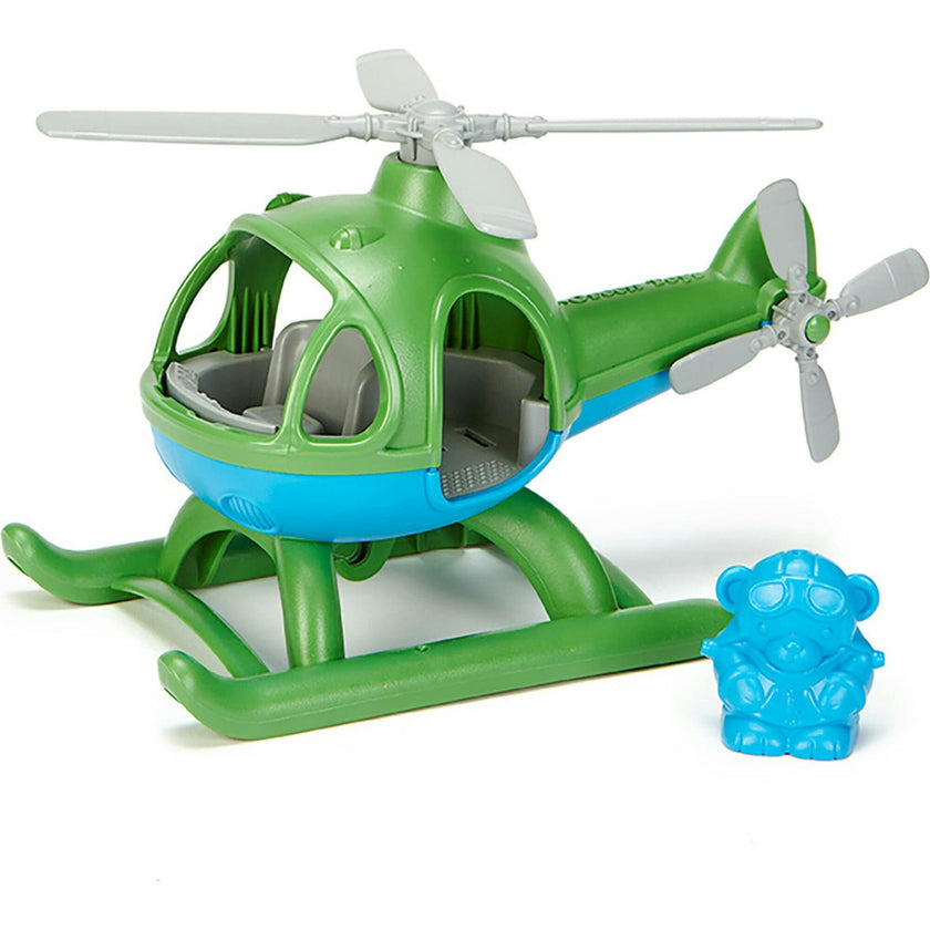 Green Toys: Helicopter Green - Blue Pilot Character Play Vehicle