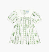 The Tiny Mina Nap Dress - White/Green Arcadia Border