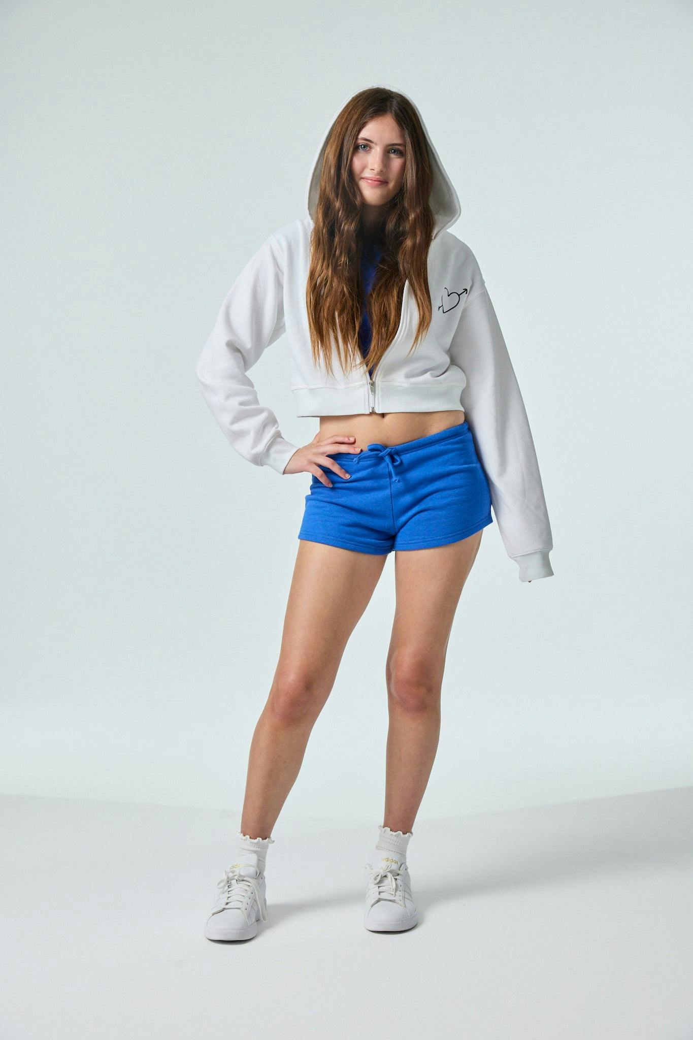Mia White Grey French Terry Zip up Hoodie - Travel Set