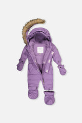 Baby Original One Piece Puffy Snowsuit With Removable Mittens And Boots Violet