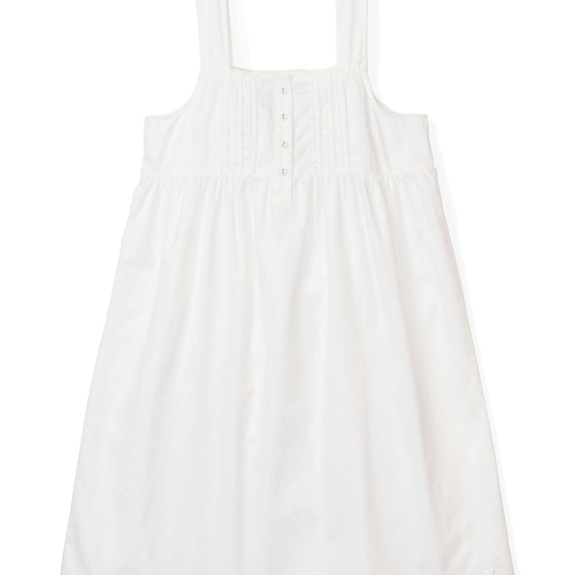 Girl's Twill Charlotte Nightgown in White