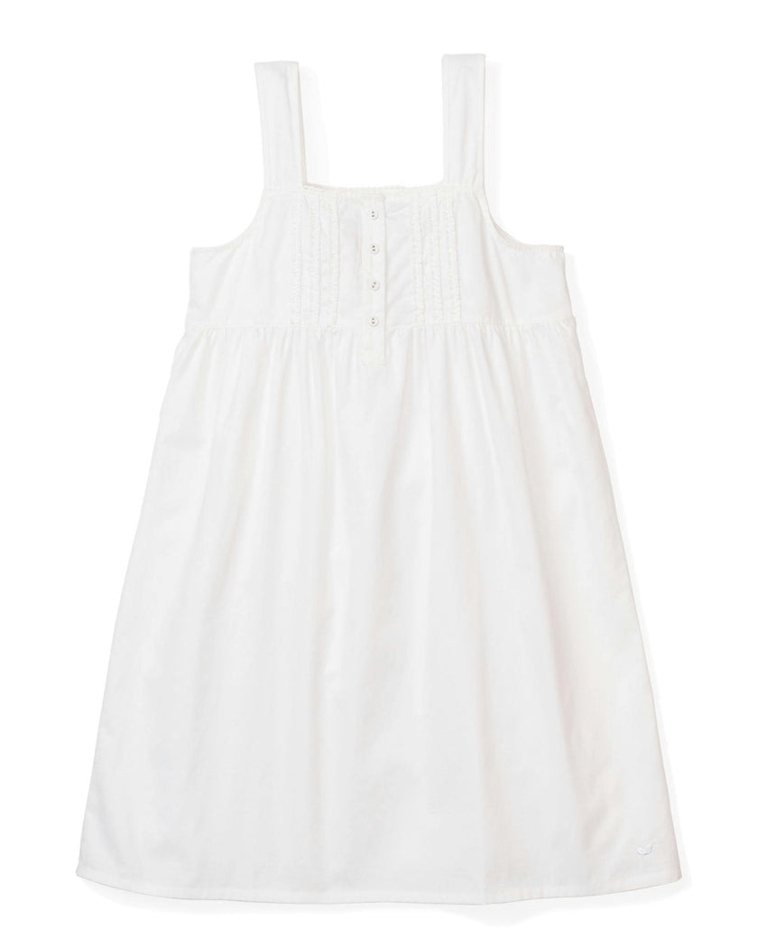 Girl's Twill Charlotte Nightgown in White