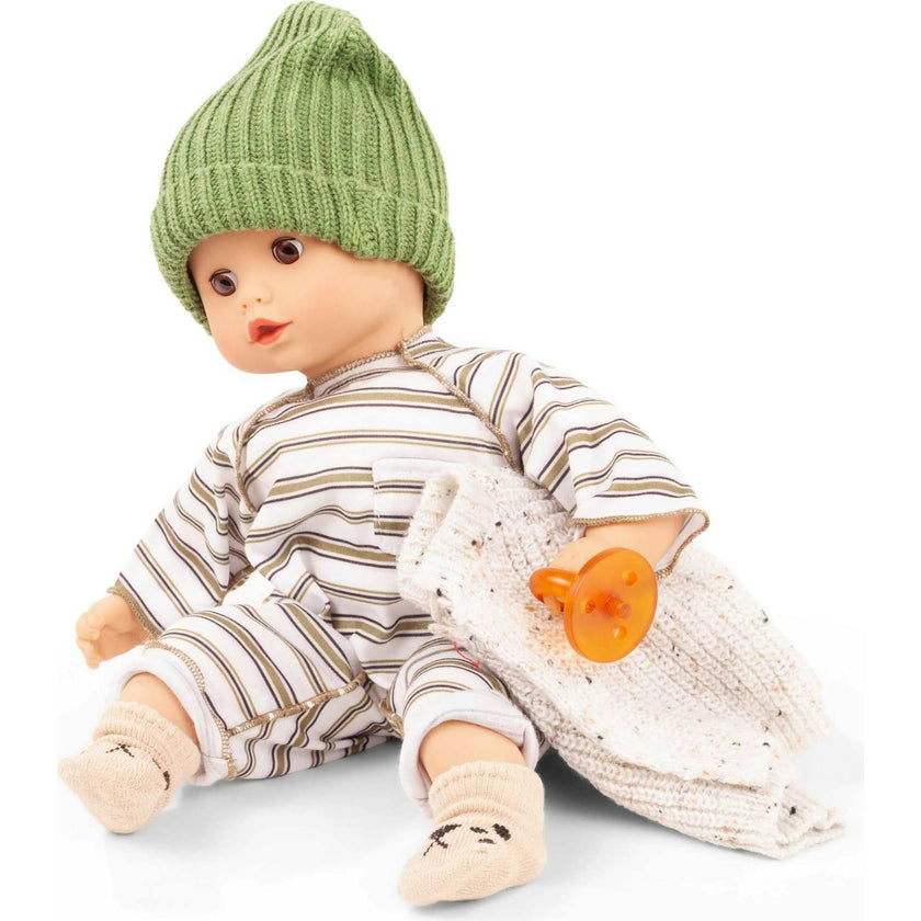 Muffin Baby 13" Baby Doll with Sleepy Brown Eyes and Striped City Outfit
