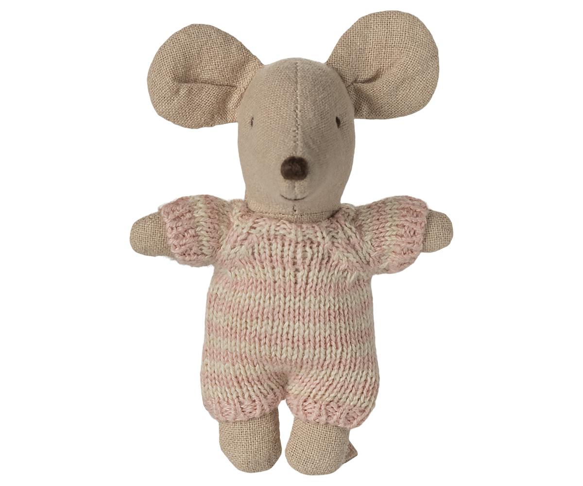 Baby mouse in carry cot - Rose