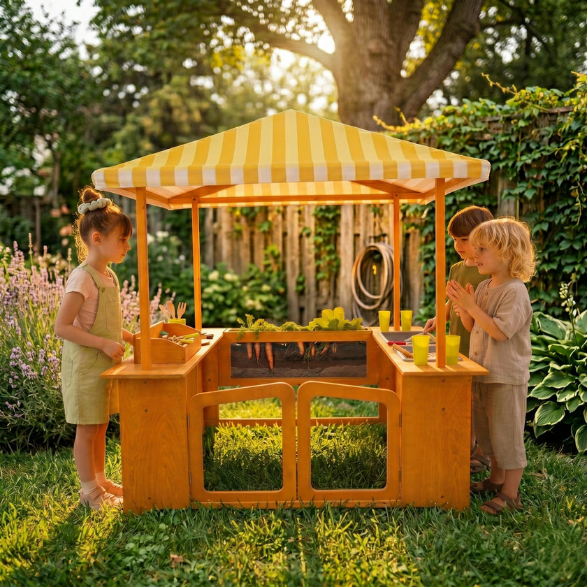 Avenlur Sumac Outdoor Wooden Play Market, Root View Planter, Mud Kitchen & Grill Station