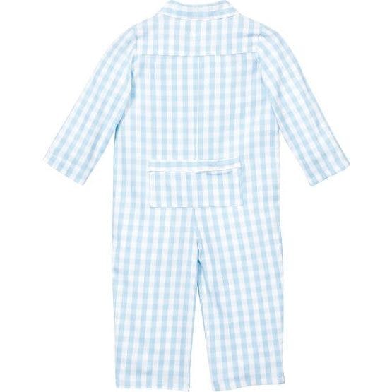 Baby's Twill Classic Romper in Light Blue Gingham