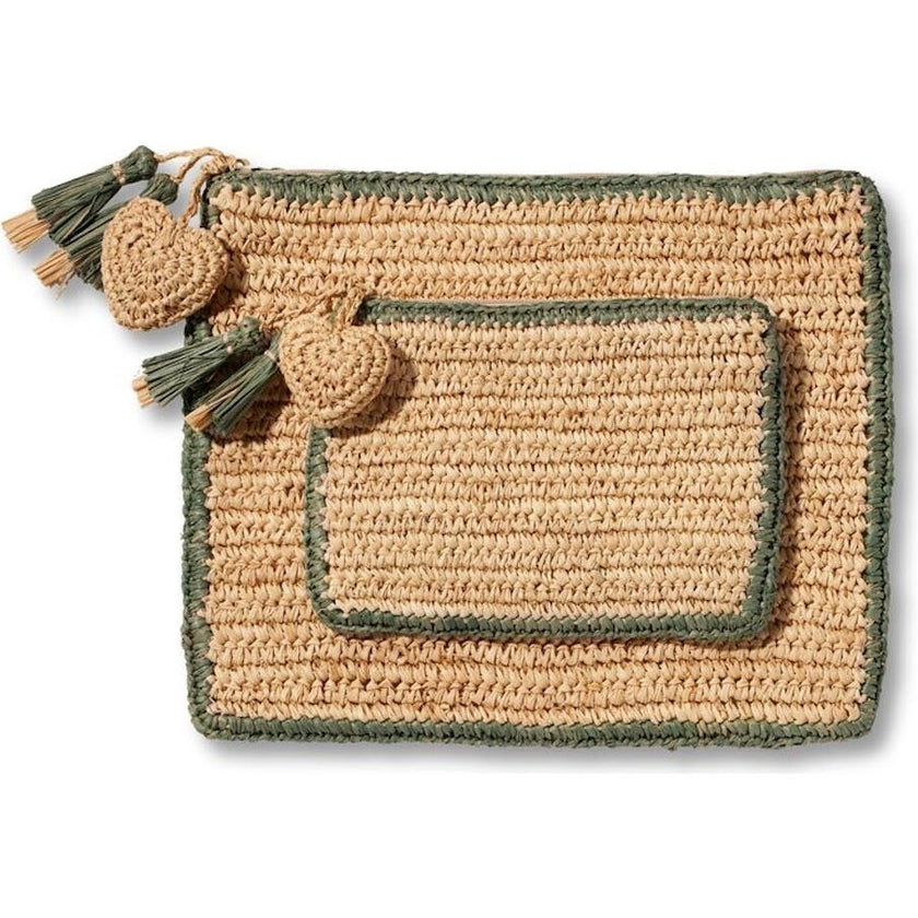 Large Raffia Pouch with Border