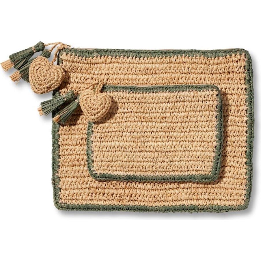 Small Raffia Pouch with Border