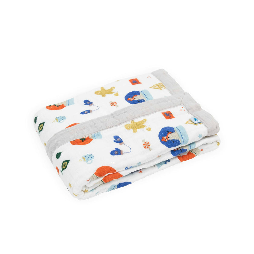 Cotton Muslin Baby Quilt - Christmas Time