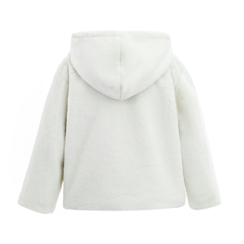 Ivory Plush Hooded Jacket