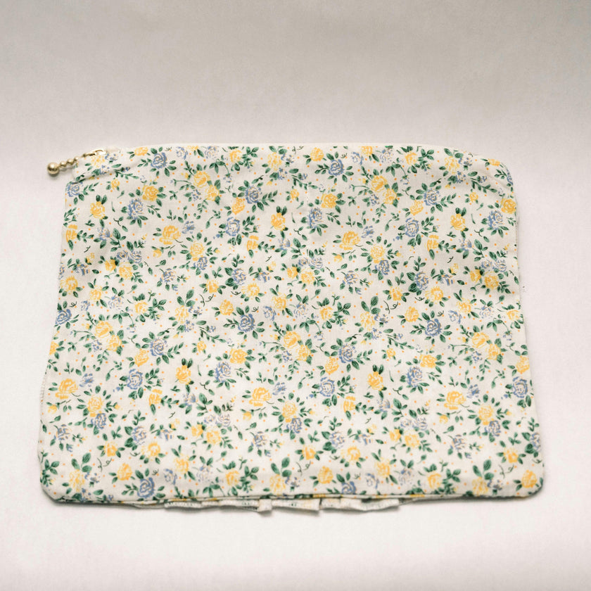 Buttercup Bloom Timeless Floral Ruffle Zipper Pouch