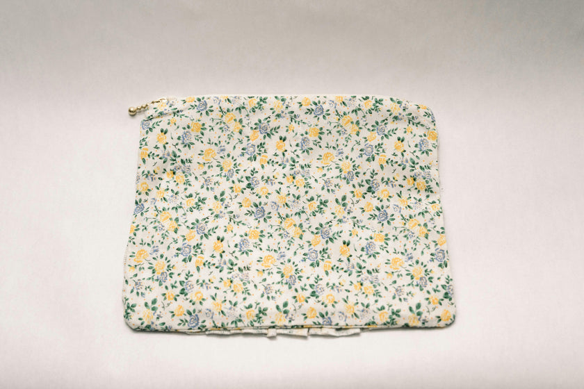 Buttercup Bloom Timeless Floral Ruffle Zipper Pouch