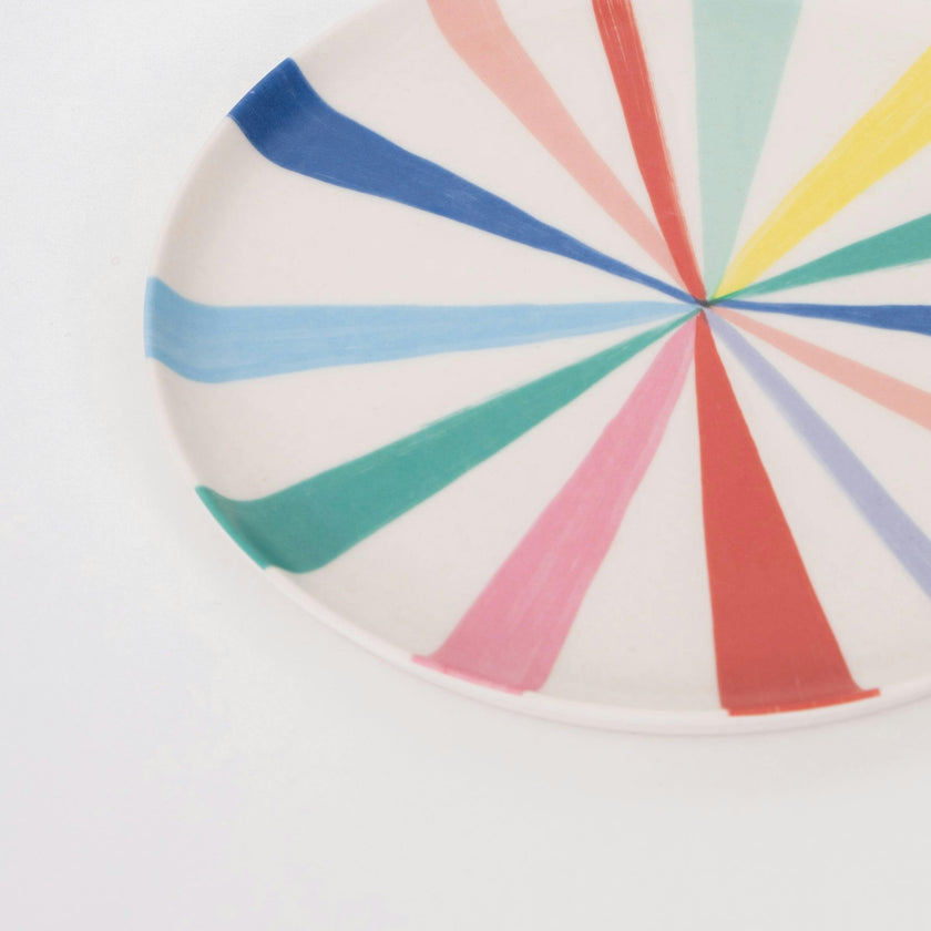 Large Bright Stripe Reusable Bamboo Plates