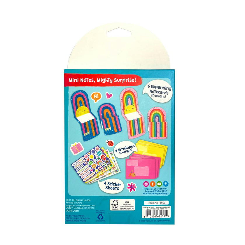 Tiny Tadas! Note Cards and Sticker Set - Hello Rainbows - 6 Cards Envelopes