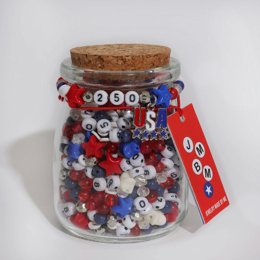 Patriotic Bead Alphabet Bead DIY Stretch Bracelet Kit