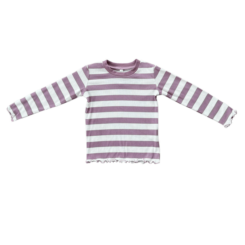 Lettuce Hem Tee Misty Rose Stripe