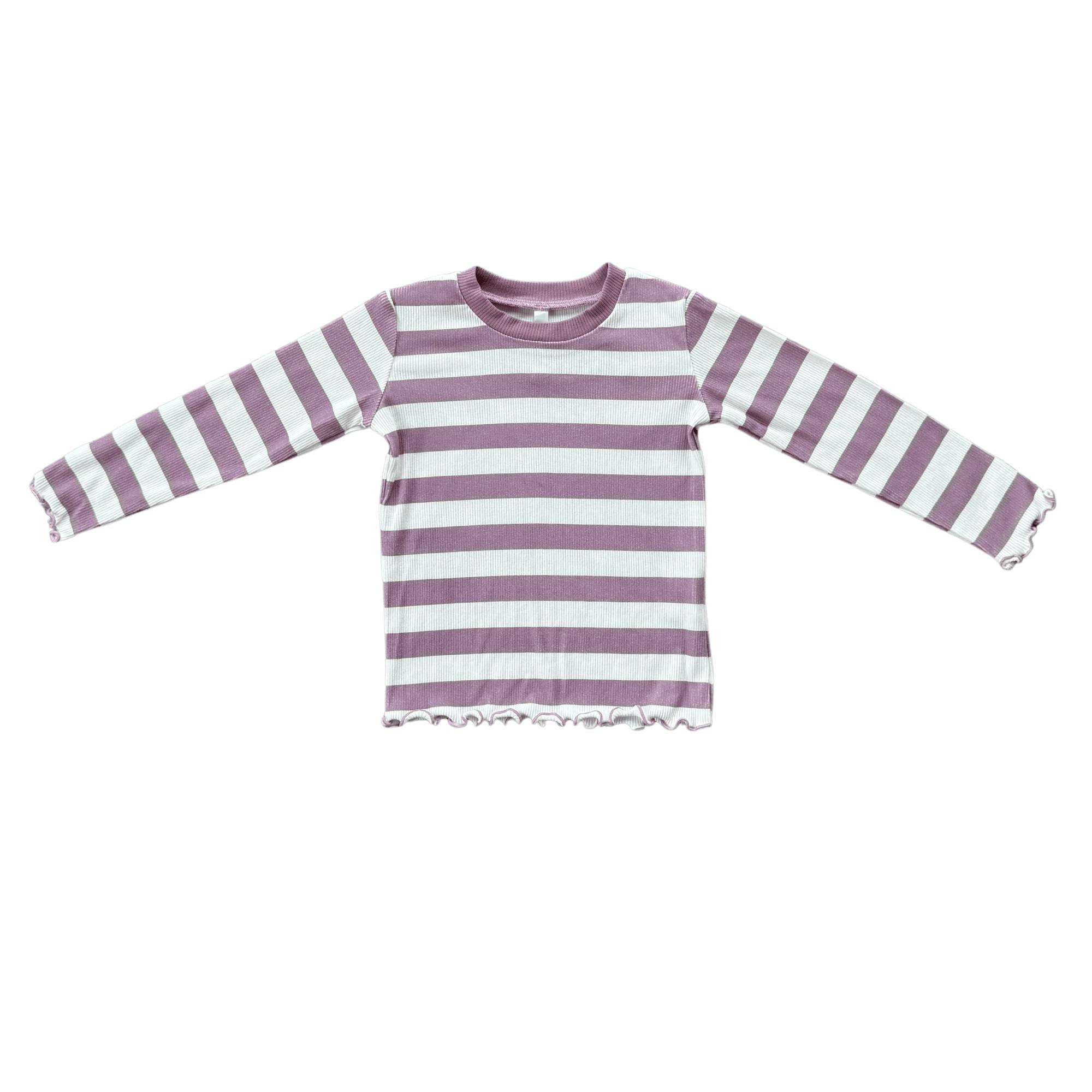 Lettuce Hem Tee Misty Rose Stripe