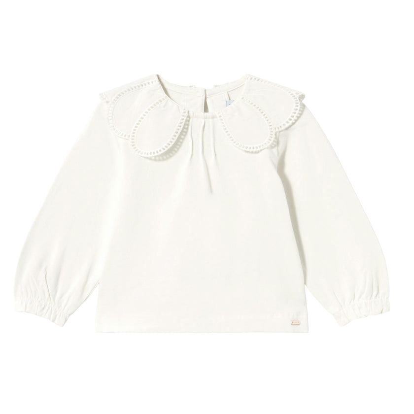White Scalloped Collar T-Shirt