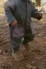 Scottie Romper in Purple Ash Stripe