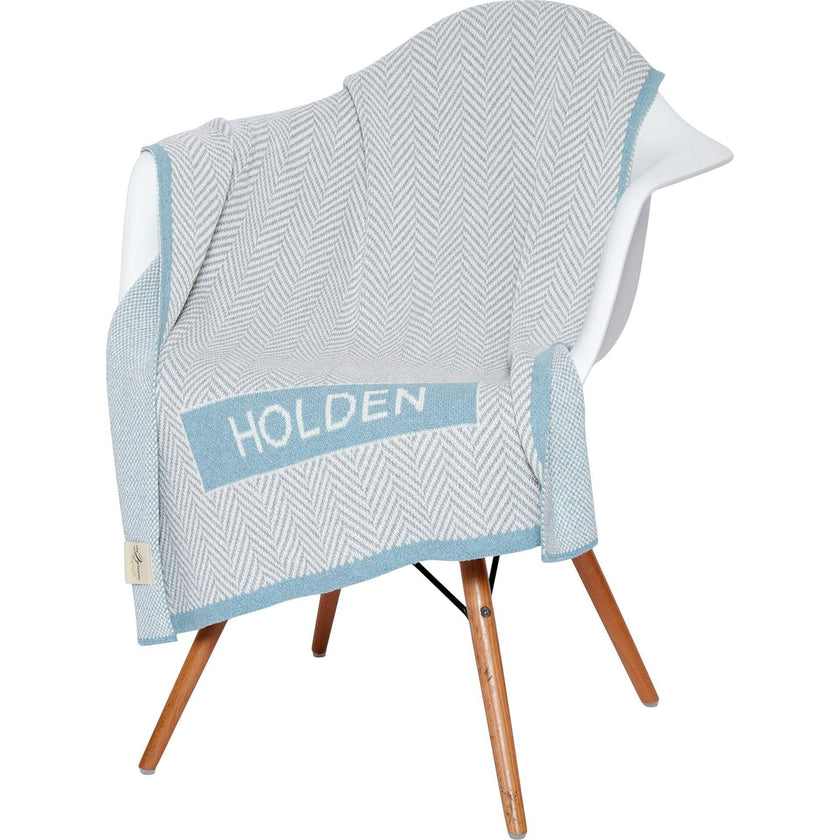Monogrammed Herringbone Baby Blanket
