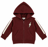 Kids French Terry Taping Zip Hoodie - Burgundy