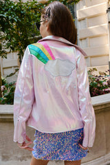 Rainbow Cloud Hologram Leather