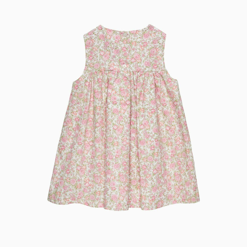 Baby Rose Smocked Duck Dress in Peach Rose Floral