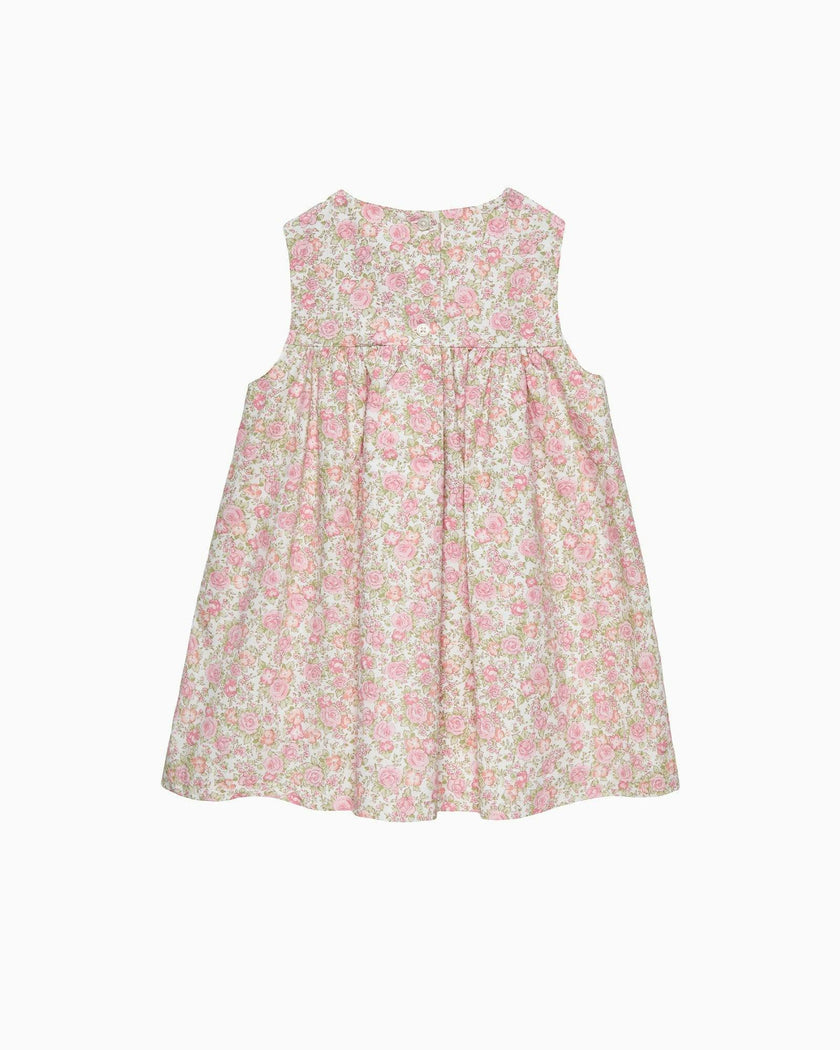 Baby Rose Smocked Duck Dress in Peach Rose Floral