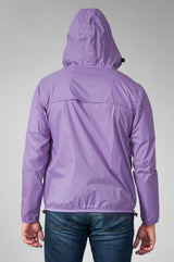 Light purple quarter zip packable rain jacket and windbreaker