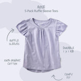 ROSE 5-Pack Ruffle Shoulder Short Sleeve T-shirts