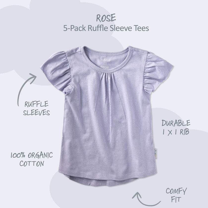 ROSE 5-Pack Ruffle Shoulder Short Sleeve T-shirts
