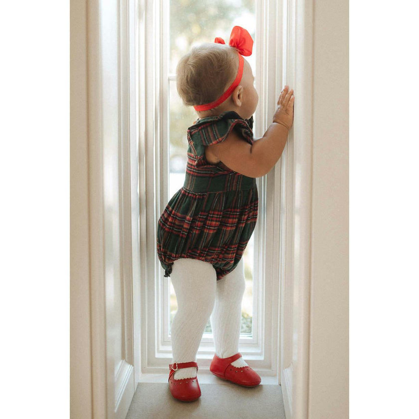 Baby Hattie Romper in Evergreen Plaid
