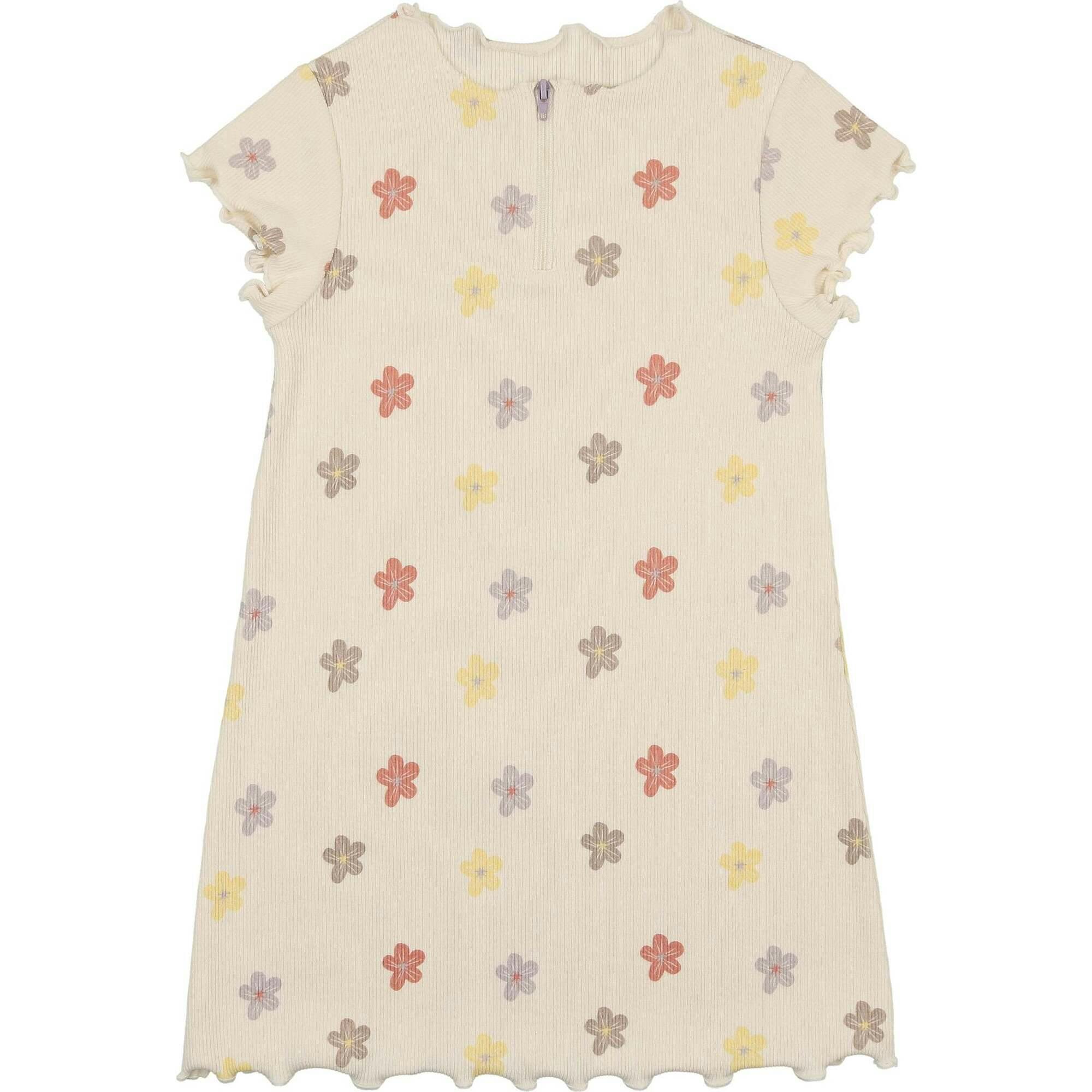 Floral Ribbed Short Sleeve Dress