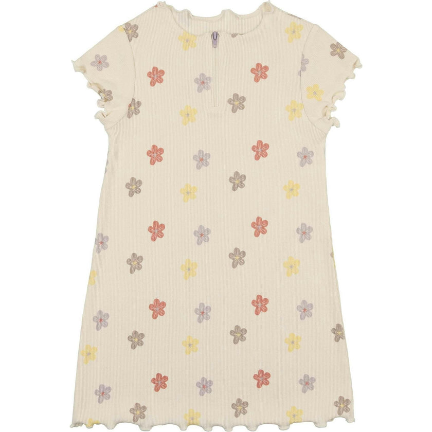 Floral Ribbed Short Sleeve Dress