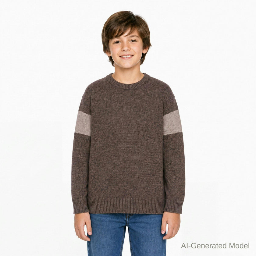 Big Kid (8-18) Marled Crewneck Sweater | Brown