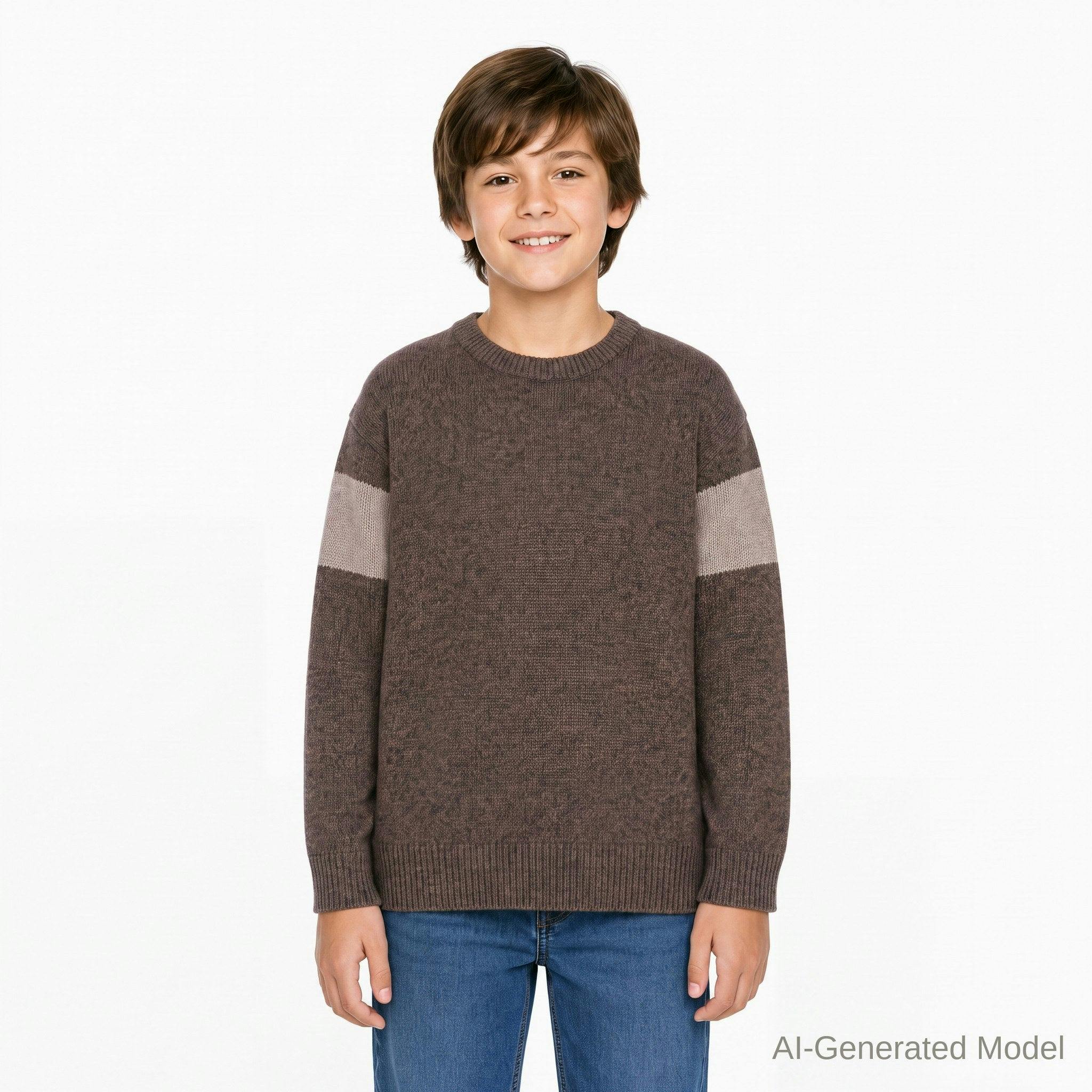 Big Kid (8-18) Marled Crewneck Sweater | Brown