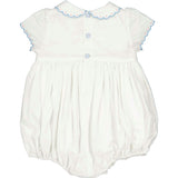 Cassis Blue Short Sleeve Smocked Romper