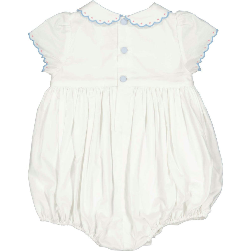 Cassis Blue Short Sleeve Smocked Romper