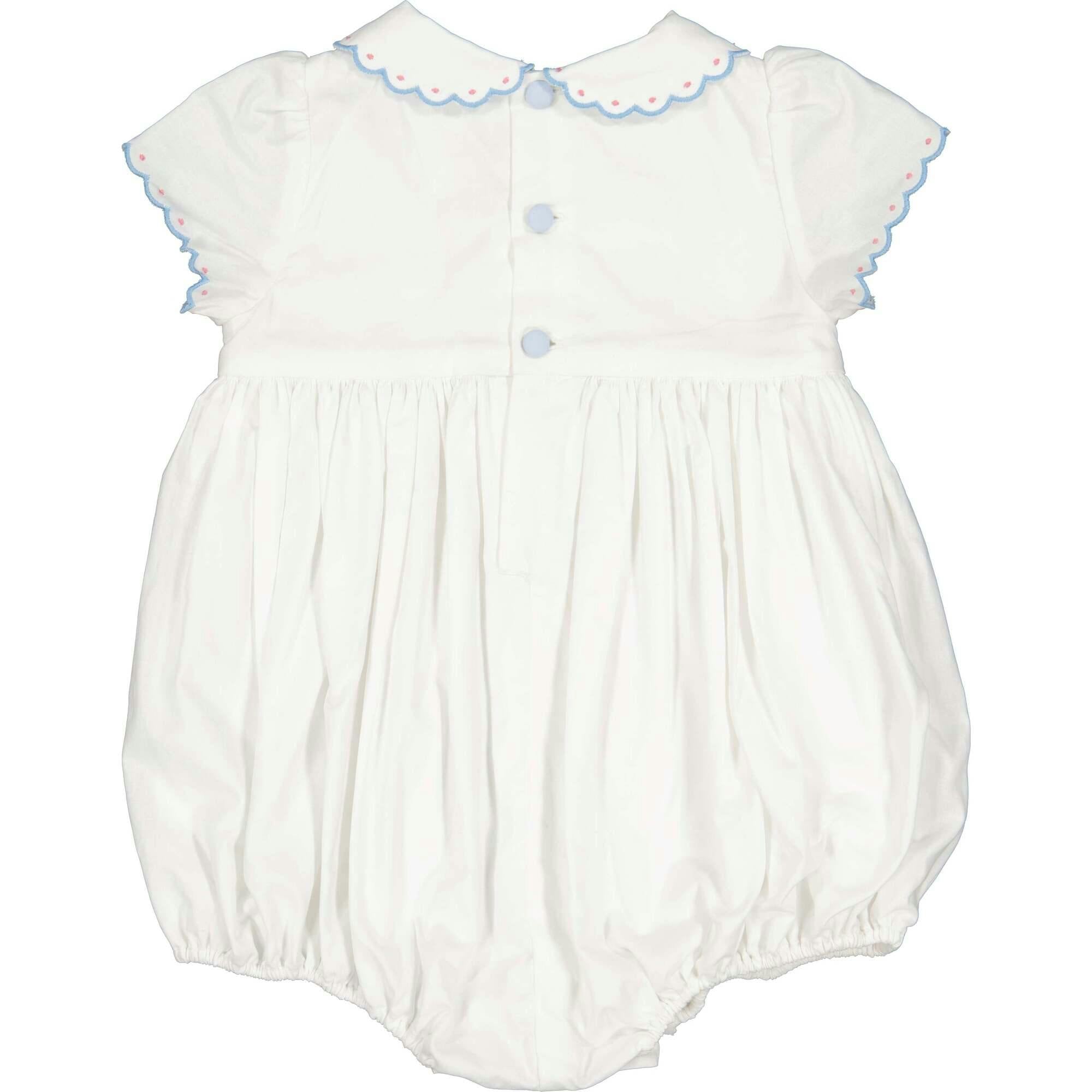 Cassis Blue Short Sleeve Smocked Romper