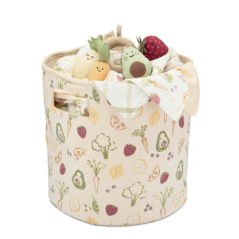 Clementine Fruits & Veggies Canvas Storage Bin